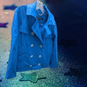 French Connection Bright Blue Pea Trench Coat Size Small